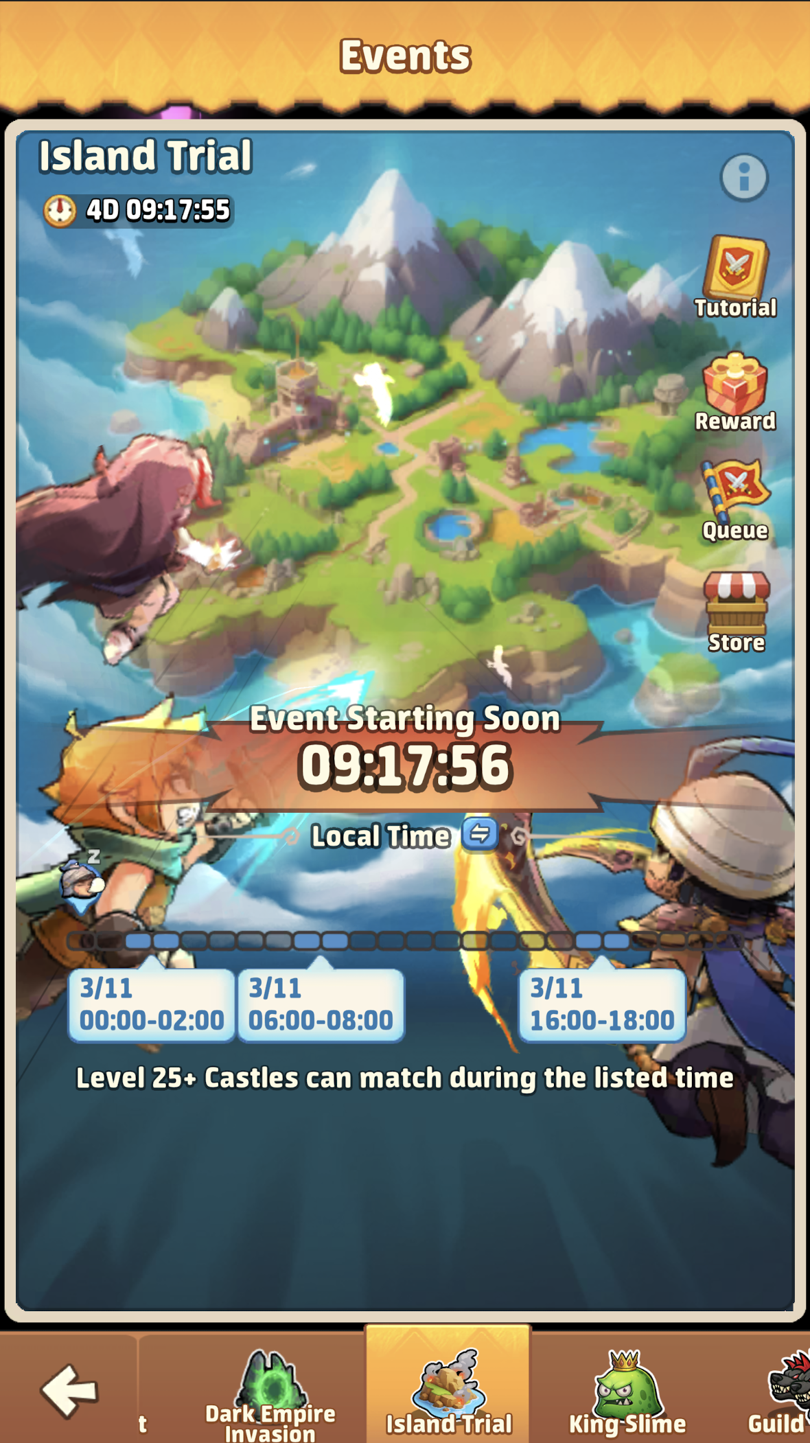 Island Trial event screen